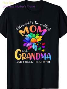 Plus-Size Sheer Short-Sleeved T-Shirt With A Mother's Day Print, Perfect For Casual Women's Stretch Tops. An Ideal Choice For Everyday Wear In Spring And Summer. Makes A Great Birthday Gift For Mothers And Sisters. - 黑色 - 查看 2