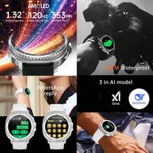 Microwear Watch 8 经典多功能智能手表，男女通用，支持健身、运动、跑步，可通过蓝牙连接手机，进行语音通话，具备活动追踪、通知提醒、心率监测、睡眠追踪、闹钟、计步器等功能，配备高清触摸屏数字腕表。 - 白色 - 查看 5