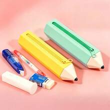 1 buah Tas Alat Tulis Berbentuk Pensil Kreatif Kapasitas Besar, Kotak Pensil Silikon untuk Pelajar - MultiWarna - View 4