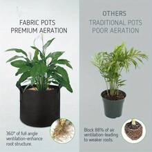 4入園藝種植袋，透氣育苗生長袋附手把，布製植物盆含排水孔，適用於室內/戶外庭院、花園、農場種植 - A - 查看 4