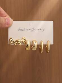 4-16pcs Vintage High-End Metallic Gold Tone Earrings For Women, Multi-Style Design Suitable For Commute, Dating, Versatile, High Polished Gold Plating Craftsmanship, Non-Allergic Material Comfortable Wear, Unlock N Styles In One Set, Best Value - Gold - View 10