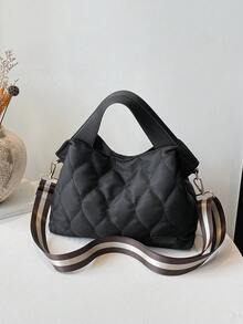 Bolso de mano para mujer, bolso ligero y esponjoso, adecuado para viajes, trabajo, playa, gimnasio, compras - Negro 6 - Ver 8