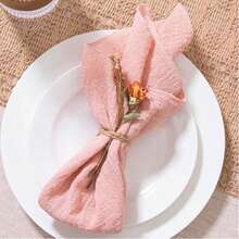 1pc/6pcs/10pcs/30pcs Linen Cloth Napkins, Summer Linen Dinner Fabric Napkins Bulk Washable, Suitable For Wedding Party, Baby Shower, Bridal, Birthday Gifts - Pink - View 3