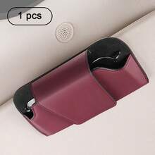 Summer Car Fashion Glasses Holder, Leather Car Sun Visor Glasses Storage Box, Car Eyeglasses Clip - A - View 11