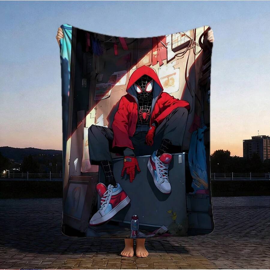 1pc S-Pider-Man Print Blanket,Retro Cartoon Style Throw Blanket,Cartoon Character Printed Blanket,All-Season Universal Nap Blanket,Character Home Decor Blanket,Modern Fashion Gift Suitable For Home Bedroom Bed Sofa Office Lunch Break Cover Picnic Blanket - Nhiều màu - Xem 1