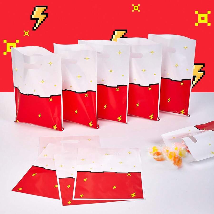 10/30/50 Pcs Pixels Cartoon Animation Goodie Bags Party Favor Bags With Handles For Birthday Party Winter Christmas Party Gift Bags - View 1