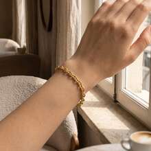 Dây chuyền thép không gỉ 304 mạ vàng 18K, đường kính 5mm, kiểu dây thừng xoắn, chưa hoàn thiện, mắt xích có vân, thích hợp để tự làm trang sức. - xích - Xem 5