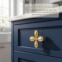 1pc Luxury Four-Petal Flower-Shaped Cabinet Handles, French Retro Zinc Alloy Drawer Knobs, Elegant Decorative Furniture Wardrobe Door Handles, Suitable For Kitchens, Dressing Tables, Wardrobes, Universal Home Hardware - A - View 3