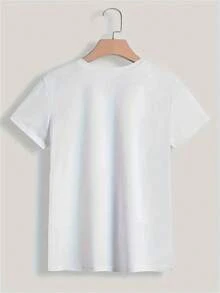 Women's T-Shirt With Colorful Floral Print, Round Neck T-Shirt, Printed T-Shirt For Women, Casual Short Sleeve T-Shirt For Spring And Summer, Printed T-Shirt For Women, Women's Clothing, Tops For Women. - 白色 - 查看 3