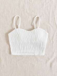 VCAY Top de Cami acolchado y texturizado marrón para mujeres con estilo de vacaciones - Blanco - Ver 3