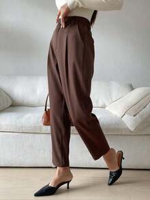 Pantalones rectos casuales de negocios para mujeres - Café integral - Ver 1
