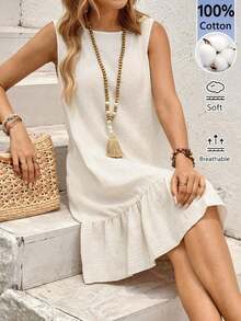 Vestido mini casual, de fiesta y de viaje con rayas y fruncido para mujer - Albaricoque - Ver 7