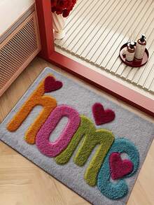 1 Piece Adorned With Cute Heart And Home Patterns, Soft Imitation Cashmere Material, Comfortable Touch, Easy To Clean, Suitable For Bathroom, Bedroom And Decorative Purposes, Entrance Area Carpet, Can Be Used All Year Round - A - View 8