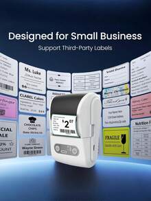 Portable Thermal Label Printer, Wireless Thermal Label Printer, Mini Barcode Printer, Sticker Printer, Compatible With Smartphone Apps (IOS/Android), Supports Smartphone Printing, Built-In Rechargeable Battery And USB Port - Suitable For Home, Office, Classroom Organization, Retail, Jewelry Labels, Receipts, QR/1D/2D Barcode Printing, DIY Stickers (No Ink Required). - Multicolor - View 5