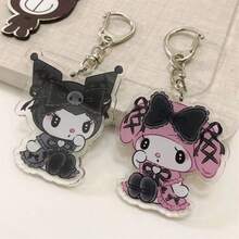 SANRIO 三柳 1 件装 深黑色精美钥匙扣吊坠，情侣款旋律包包挂件，亚克力钥匙扣，复古配饰，适合情人节、婚礼、生日礼物、节日派对、母亲节、旅行配件 - 彩色 - 查看 8