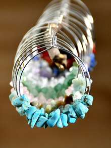 Pendientes de aro con piedras de colores asimétricos, pendientes de círculo grande exagerados, joyería de estilo de vacaciones de alta gama al por mayor - pendientes - Ver 5