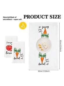 2 Pcs Mushroom Sunflower Blue Floral Vegetable Printed Dish Towels Watercolor Style Microfiber Rectangular Decorative Absorbent Hand Towels For Kitchen Home - Multicolor - View 2