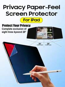 2 buah Pelindung Layar Lembut Matte Mirip Kertas, Perlindungan Penuh dengan Tepi Melengkung, Tahan Guncangan, Anti Gores, Anti Sidik Jari, Sentuhan Sensitif, Anti Silau, Perlindungan Privasi untuk iPad Generasi ke-11 2025 A16 / Generasi ke-10 10,9" / Air 4/5/6 11 M4 M3 M2 2024 2025 / Mini 2024, Kompatibel dengan Casing Pelindung - Hitam - View 4