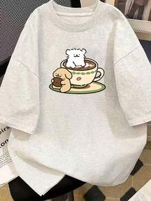 Women's Loose-Fitting Summer T-Shirt With A Round Neck, Modern, Comfortable And Casual, Perfect For A Youthful Everyday Style - 白色 - 查看 6