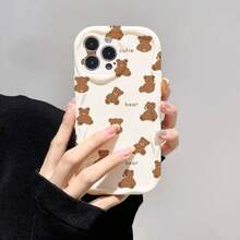 Funda de teléfono con diseño de oso de dibujos animados, kawaii, resistente al agua, a los golpes y a los arañazos - Blanco - Ver 2