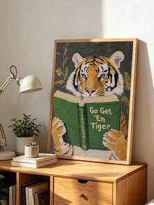 1件裝 Go Get Em Tiger 海報 虎圖案閱讀印花圖畫 鼠首讀書藝術繪畫 動物牆面藝術 趣味牆面裝飾 勵志牆面藝術品 客廳牆面裝飾 無框 - 卡通 - 查看 20