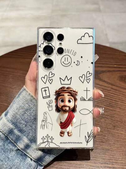 This Stylish Crown, Smiling Face, And Cloud-Printed, Finely Perforated, Transparent, Color-Painted, Shockproof Phone Case Is Compatible With Samsung Galaxy A07/A17/A27/A37/A57/S26/S26PLUS/S26 Ultra/S25/S25PLUS/S25 Ultra/A16/A36/A26/A56/A50/A12/A32/A52/A72/A51/A21S/A13/A14/S24/S24PLUS/S24Ultra/S20/S23/S22/A53/S20FE/S21/ And 11/12Pro/12/12X/13Pro/14Pro/15Pro/X3Pro/. 10/9/Note 9/12c/Note 11 Pro/Note 8 Pro/9C/9a/Drop-Proof Phone Case
