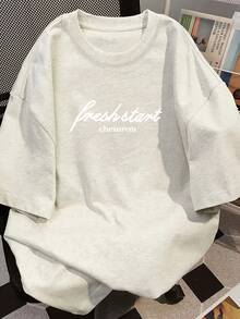 Women's Short-Sleeved T-Shirt, Round Neck, Versatile, Summer, New Fashion, Ins Top T-Shirt - Light Grey - View 4