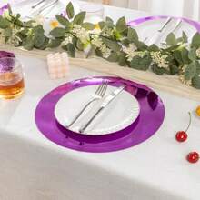 Best Sellers 50 Pcs Disposable Paper Placemats Purple, 3" Round Place Mats Dining Table Paper Charger Table Mat For Christmas Dinner Party Wedding Birthday Banquet Table Setting Decor - 紫色 - 查看 3