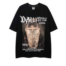 High-Quality Pure Cotton Short-Sleeved T-Shirt From An American Urban Fashion Brand For Men And Women, Loose Fit, Casual Summer Style, European And American Style, Modern And Unique. - 黑色 - 查看 2