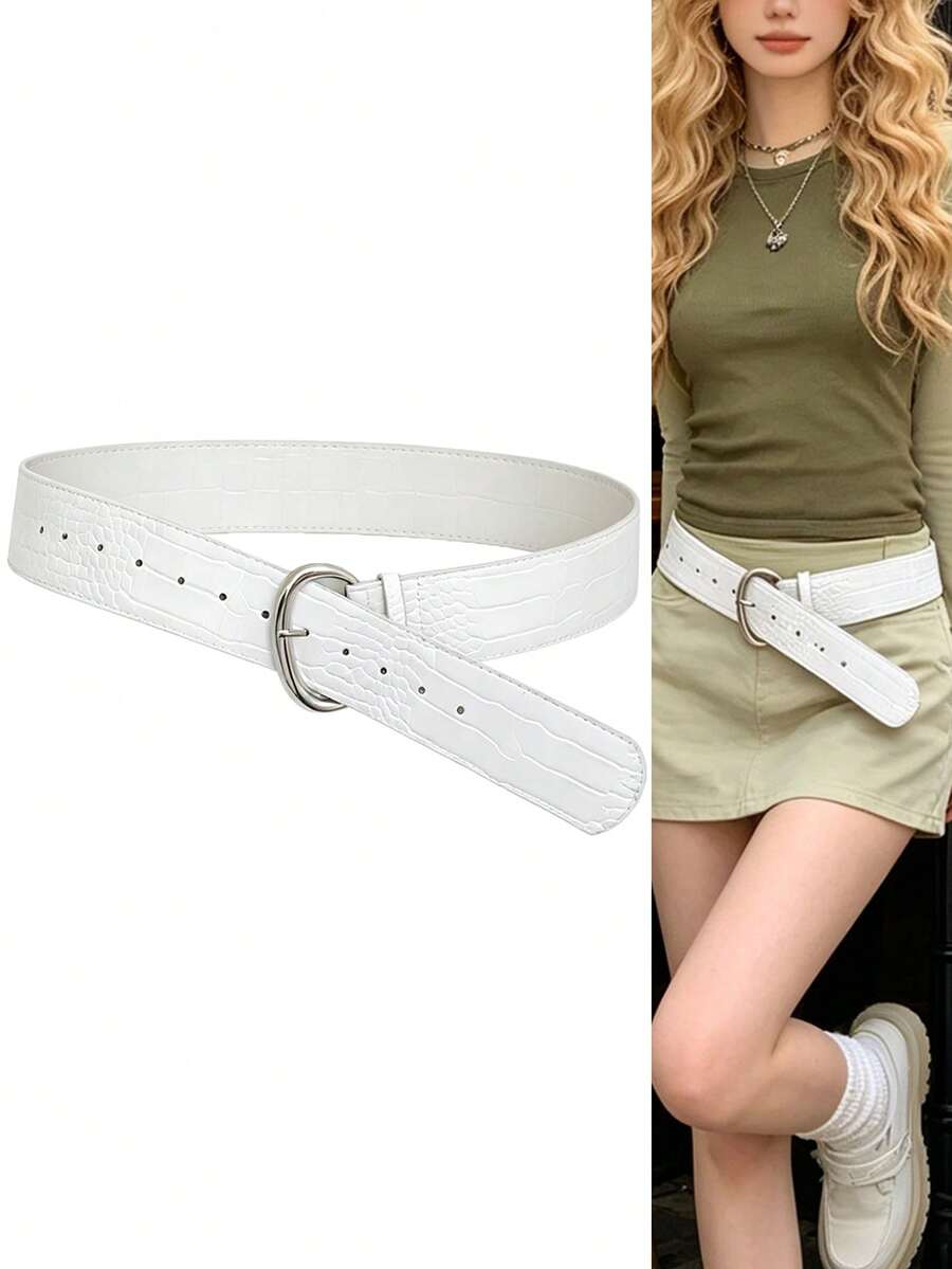 Korean Style Luxury Wide White Belt For Women, Niche Designer Waist Corset Fashion Decorative Waistband, All-Match Wide Belt Perfect For Dresses, Pants And Daily Casual Outfits - Multicolor - View 1