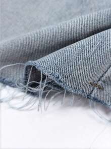 Vintage Y2K Style Frayed Hem Denim Mini Skirt, High-Waisted Fitted Sweetheart Neckline Summer Design, Women's Summer Dress, Women's Summer Clothing, Denim Skirt, Casual Wear - 白色 - 查看 8