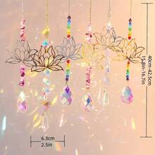 6pcs Lotus Sun Catcher Set, Colorful Crushed Crystal Decor, Suitable For Home Window Display, Wedding Decoration And Holiday Theme - Colorful Lotus Pebble Six-piece Set - View 3