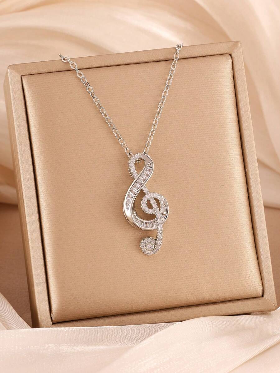 rakol 1 pieza Collar con colgante de nota musical elegante y minimalista, regalo de uso diario para mujeres, aniversario, Día de San Valentín - nota - Ver 1