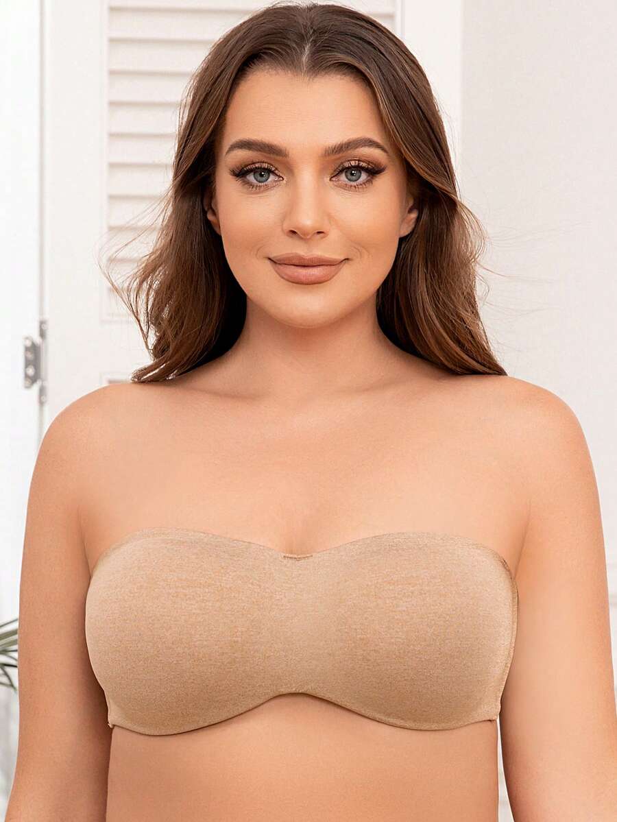 MELENECA Women's Unpadded Strapless Large Bust Fitted Bra With Transparent Straps