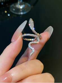 Luxury Snake Wrap Ring, Silver Tone, Unique Jewelry For Women - Silver - View 12