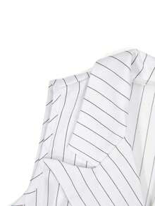 Mono elegante sin mangas a rayas para mujer - Blanco - Ver 4