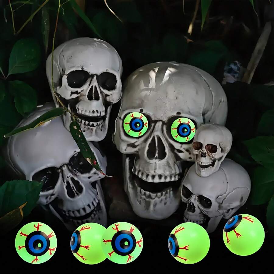 10pcs/ Glowing Halloween Decorative Eyeballs, Suitable As Halloween Party Favors, Game Prizes, Candy Party Decorations, And School Gifts. Also Suitable For Interior Decoration, Crafts, Car DIY Decorations, Collectibles, And Practical Party Gifts. - Halloween Glow-in-the-dark Eyeballs - View 1