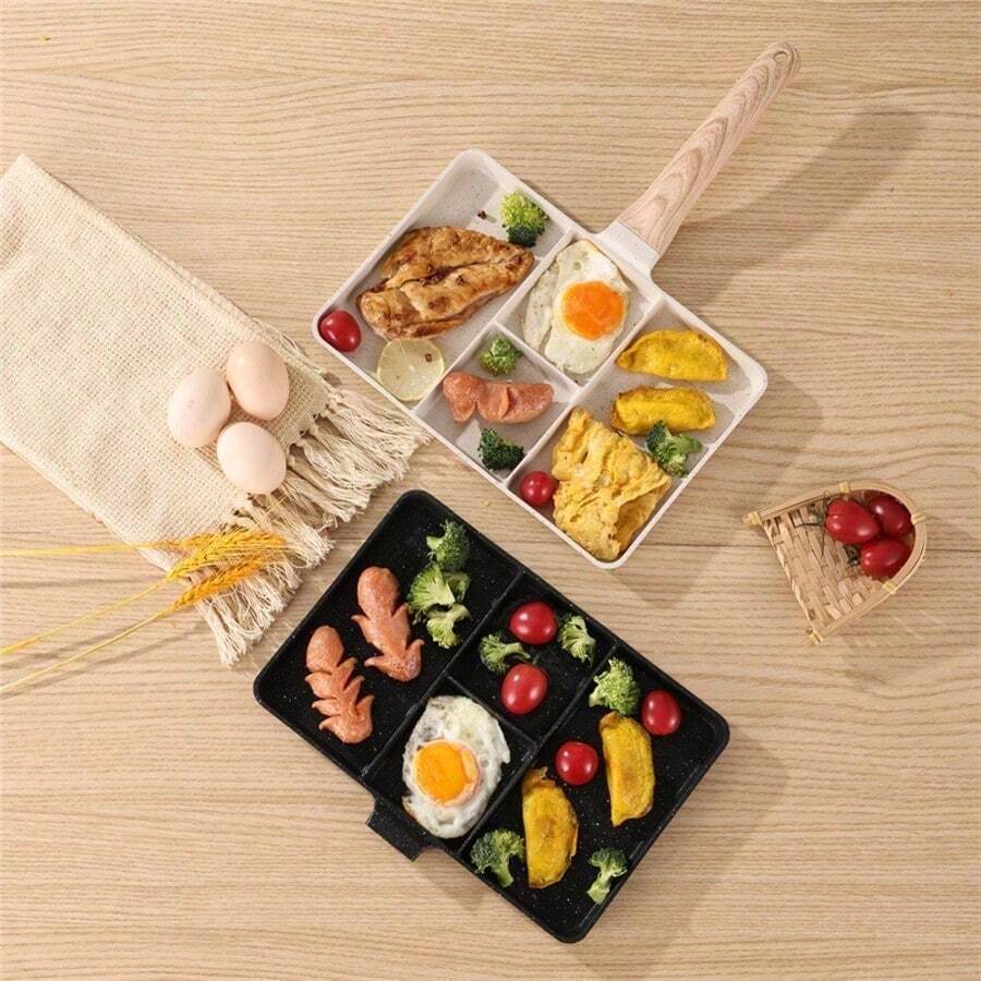 ZQD新製品 マイクロクリスタル（麦飯石）素材フライパン、家庭用朝食調理パン、4 穴卵焼き器、ステーキ調理パン、多機能調理鍋 - チェックする 1