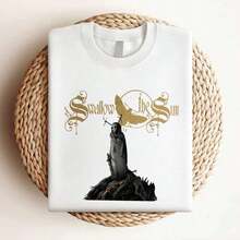 Camiseta de mujer oversize de manga corta con estampado Swallow The Sun 'When A Shadow' - NUEVA 100% Algodón - Blanco - Ver 3