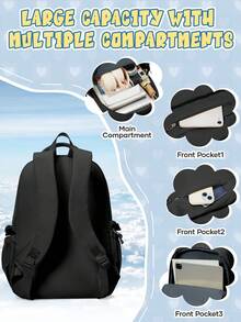 Mochila portátil pequeña, adecuada para estudiantes, viajes, senderismo, escuela y diversas ocasiones. Bonita y duradera, de gran capacidad y portátil. Adecuada para actividades al aire libre, viajes, senderismo, escuela y talla grande - Multicolor - Ver 7