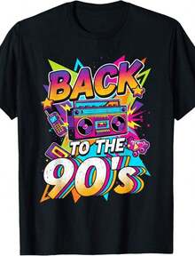 T-Shirt For 90s Themed Parties And Parties, Breathable And Comfortable. - Black 9 - View 6