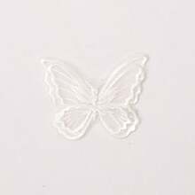 1/4/8pcs Lace Double Bow Hair Clips, For Daily Use, 6cm 3D Embroidered Butterfly Lace Hair Clips Hair Accessories DIY - Beige - View 9