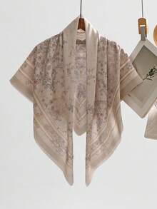1条110厘米女士印花围巾，高品质印花柔软透气薄纱头巾，优雅百搭，适合日常佩戴 - 彩色 - 查看 14