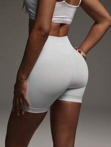 PinkTip Quần short đạp xe màu trơn dành cho nữ, thích hợp cho chạy bộ và tập yoga. - trắng - Xem 1