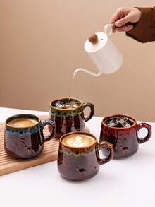 1個 400ml 窯變復古咖啡杯、茶杯、水杯，創意沙漠駱駝與椰子樹設計，附手把，防燙、耐熱、精雕、圓形手把、舒適抓握、易於清潔，辦公室與居家使用陶瓷水杯，陶瓷紀念品水杯 - 彩色 - 查看 2