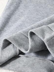 Young Boy Cartoon Print Warm Hoodie And Sweatpants Set - Grey - View 6