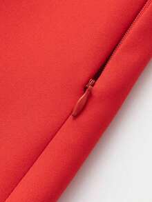 Falda pantalón de cintura con cremallera de unicolor para mujer, de verano - Rojo - Ver 4