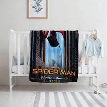 1pc S-Pider-Man Print Blanket,Retro Cartoon Style Throw Blanket,Cartoon Character Printed Blanket,All-Season Universal Nap Blanket,Character Home Decor Blanket,Modern Fashion Gift Suitable For Home Bedroom Bed Sofa Office Lunch Break Cover Picnic Blanket - Multicolor - View 4