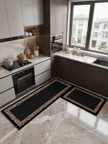 Black Diatomaceous Earth Absorbent Kitchen Floor Mat.Suitable For Kitchen,Living Room Carpets,Non Slip Bathroom Mats,Laundry Room,Bedrooms,Indoor And Outdoor, Offices,Lobbies,Door Mats, Area Carpets,Holiday Decorations,Carpets In Corridors,Study And E-Sports Areas. - Black - View 6