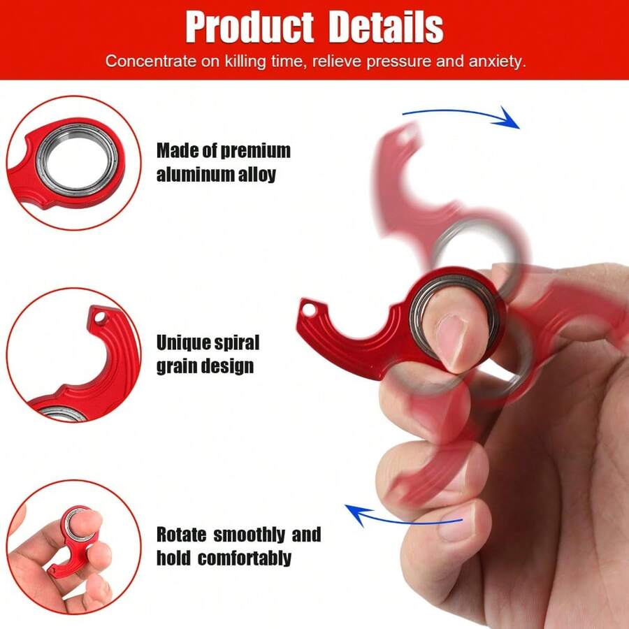 2pcs Swivel Keychain Toys, 0.67 Inch (Approx. 1.7 Cm) Inner Diameter With 2 Keyrings, Finger Decompression Rotating Keychain Toy Gift, Suitable For Teenagers And Adults Finger Exercise & Anxiety Relief - Multicolor - View 1